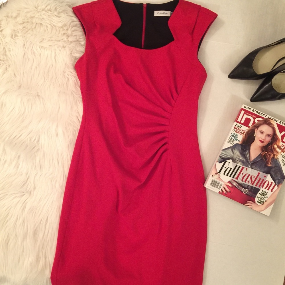 Red Calvin Klein pencil dress